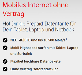 Vodafone Prepaid Datentarif 