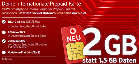 Vodafone Prepaid Karte für die Türkei