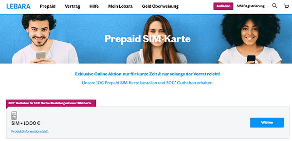 Lebara Prepaid SIM Karte