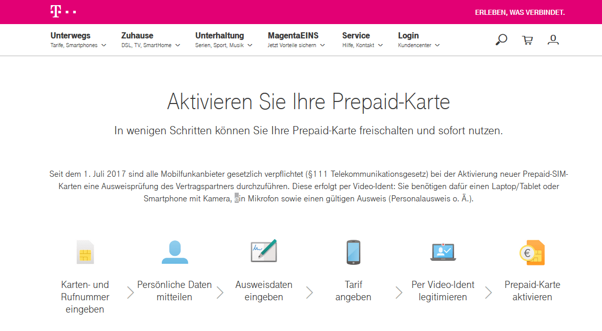 Telekom Prepaid Aktivierung & Registrierung