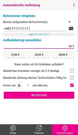Automatische Aufladung bei der Telekom