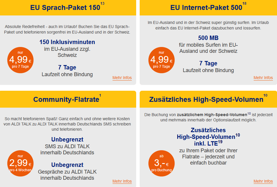 ALDI TALK Extra-Pakete