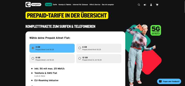 congstar Prepaid Tarife im Überblick