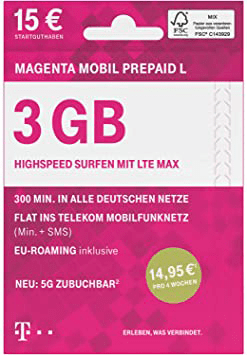 Telekom MagentaMobil Prepaid L inkl. 3 GB Datenvolumen 